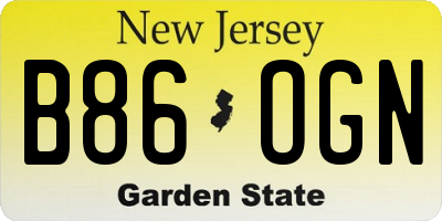 NJ license plate B86OGN