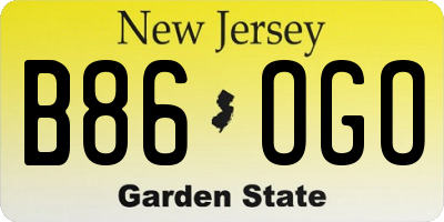 NJ license plate B86OGO