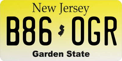 NJ license plate B86OGR