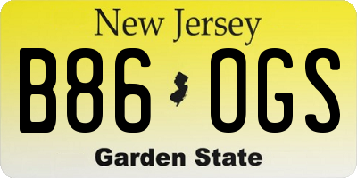 NJ license plate B86OGS