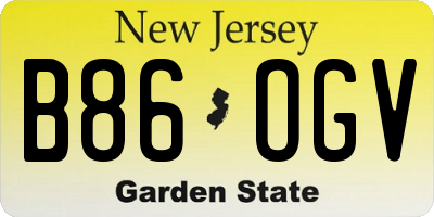 NJ license plate B86OGV