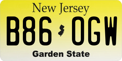 NJ license plate B86OGW
