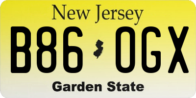 NJ license plate B86OGX