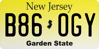 NJ license plate B86OGY