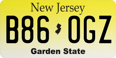 NJ license plate B86OGZ