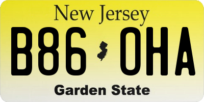 NJ license plate B86OHA