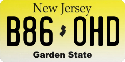 NJ license plate B86OHD