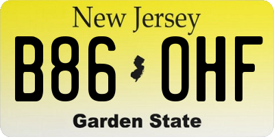 NJ license plate B86OHF