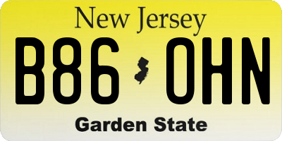 NJ license plate B86OHN