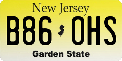 NJ license plate B86OHS