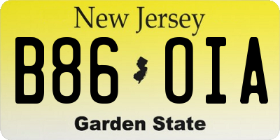 NJ license plate B86OIA