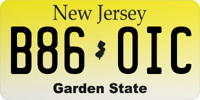 NJ license plate B86OIC
