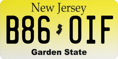 NJ license plate B86OIF