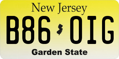NJ license plate B86OIG