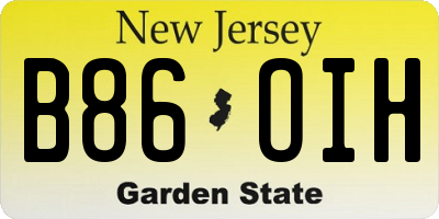 NJ license plate B86OIH
