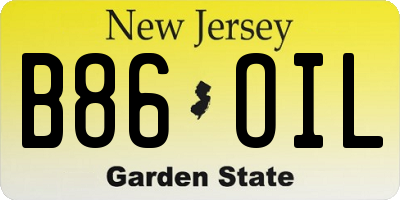NJ license plate B86OIL