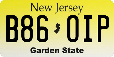 NJ license plate B86OIP