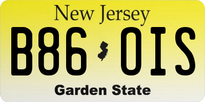 NJ license plate B86OIS