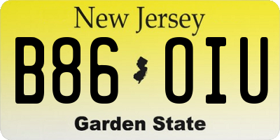 NJ license plate B86OIU