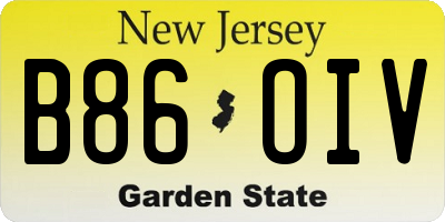 NJ license plate B86OIV