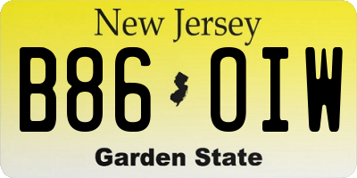 NJ license plate B86OIW