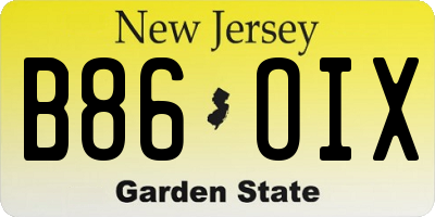 NJ license plate B86OIX