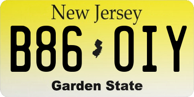 NJ license plate B86OIY