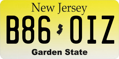 NJ license plate B86OIZ
