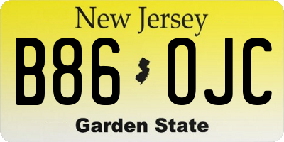 NJ license plate B86OJC