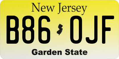 NJ license plate B86OJF