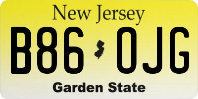 NJ license plate B86OJG