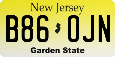 NJ license plate B86OJN