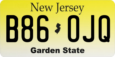 NJ license plate B86OJQ