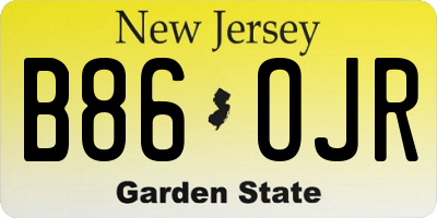 NJ license plate B86OJR