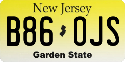 NJ license plate B86OJS