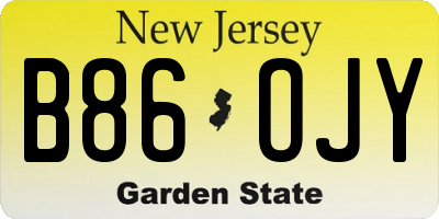 NJ license plate B86OJY