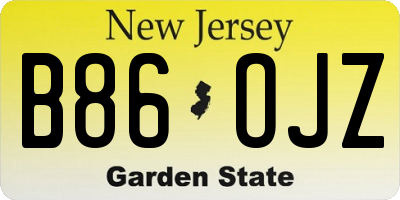 NJ license plate B86OJZ