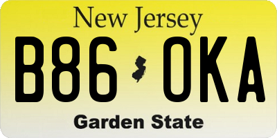 NJ license plate B86OKA