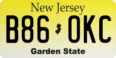 NJ license plate B86OKC