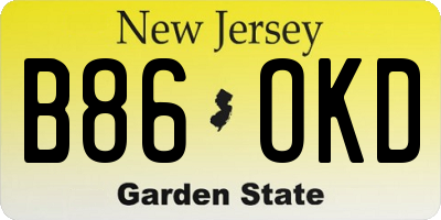 NJ license plate B86OKD