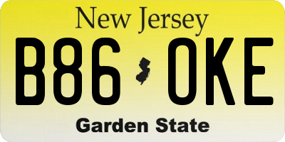 NJ license plate B86OKE