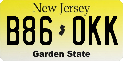 NJ license plate B86OKK