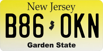 NJ license plate B86OKN
