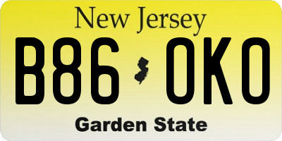 NJ license plate B86OKO