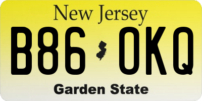 NJ license plate B86OKQ