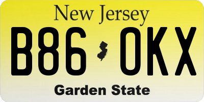 NJ license plate B86OKX