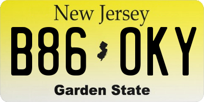 NJ license plate B86OKY