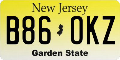 NJ license plate B86OKZ