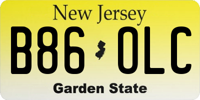 NJ license plate B86OLC