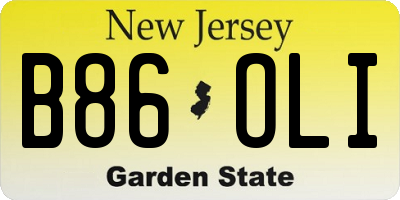 NJ license plate B86OLI